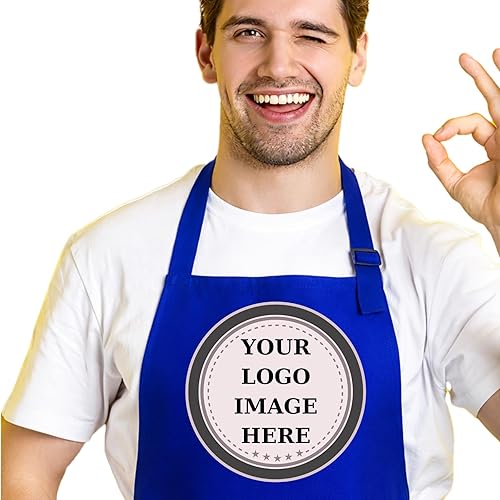 Miniatura 8 de Delantal con logotipo personalizado, nombre personalizado, delantales de fotos para hombres y mujeres, babero de chef ajustable impermeable