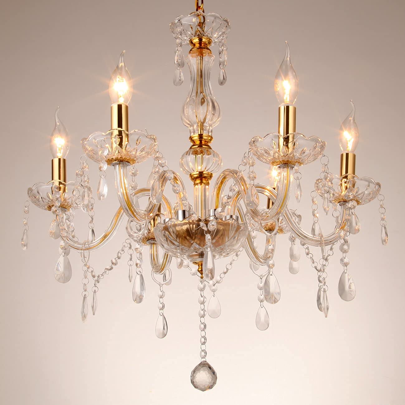 Ridgeyard Classico 6 Luci Pampille Lampadario Vetro K9 Cristallo Lampada Da Soffitto Lampada Apparecchio