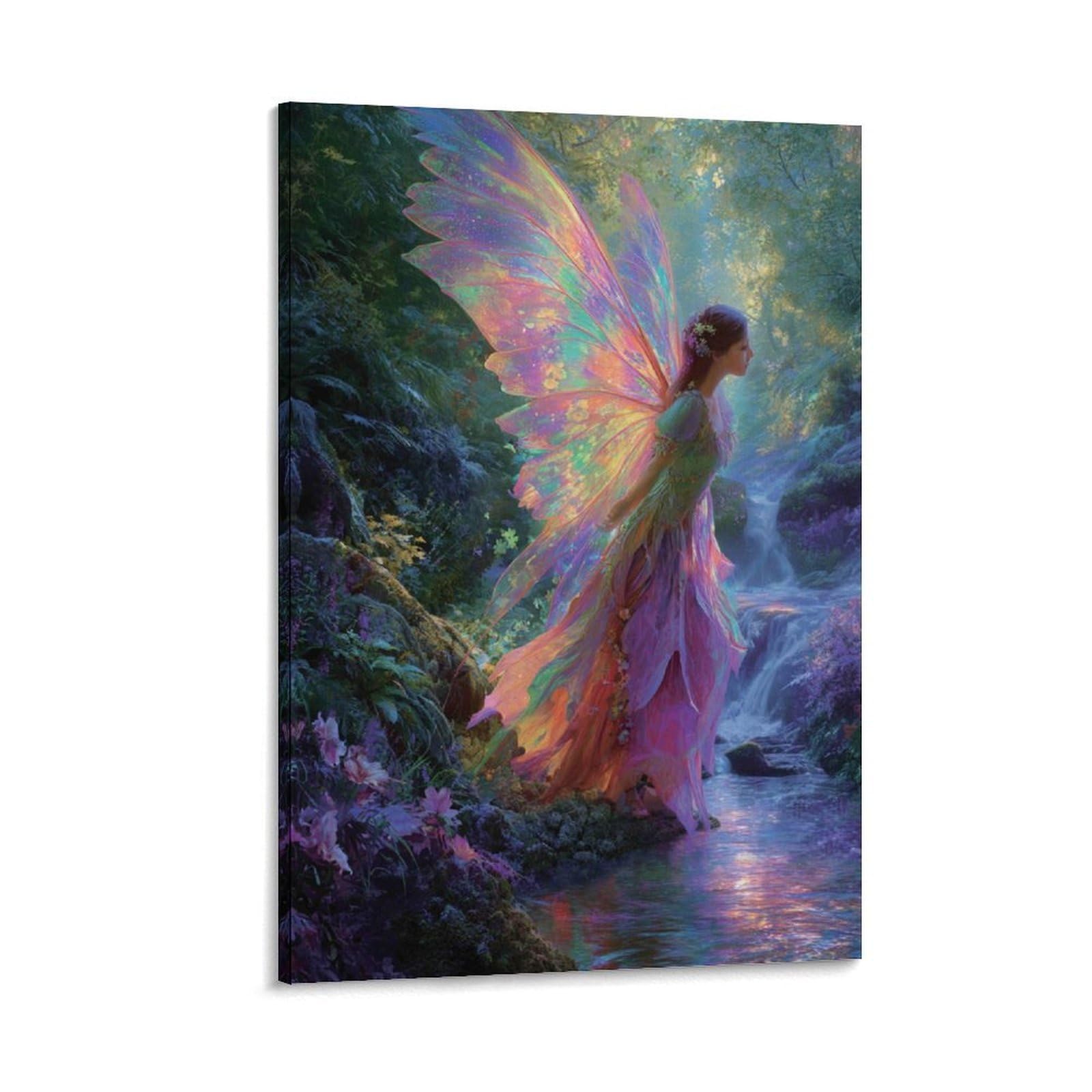 DHBANEIOK Fairy in Forest Wall Decor Poster Canvas Prints Picture Modern Wall Art Picture Wall Hanging for Bedroom Living Room Decor 20x30inch(50x75cm)