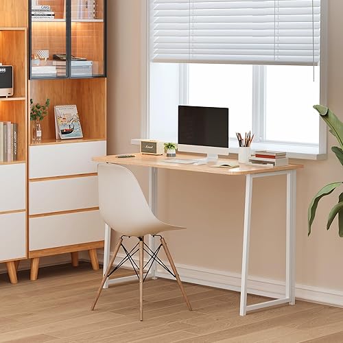 Miniatura 81 de 4NM Escritorio plegable pequeño de 31.6 pulgadas, escritorio plegable de oficina en casa, mesa de estudio para dormitorio pequeño que ahorra natural