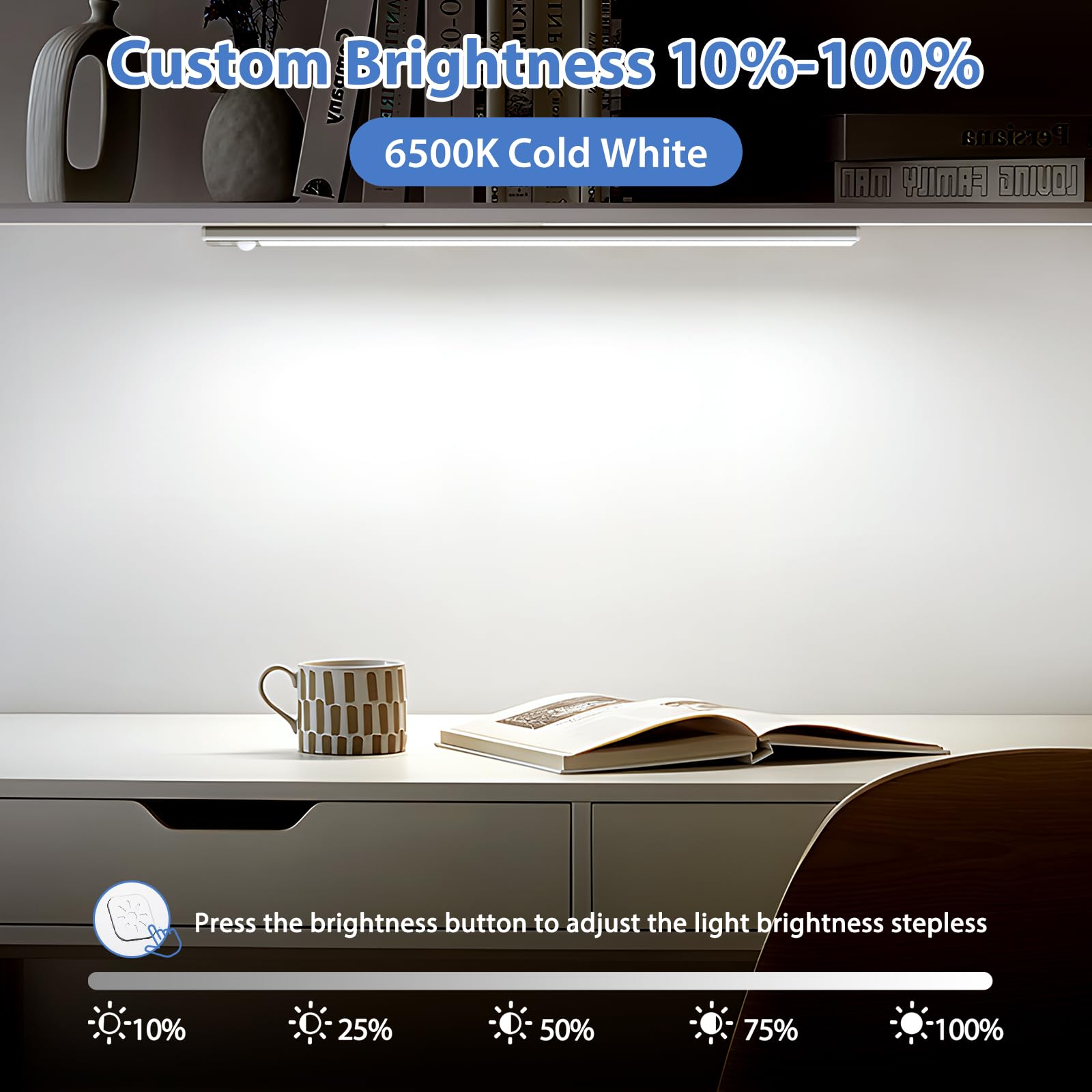 Ylatoial Luce Armadio LED, Armadio Led con Sensore di Movimento, USB Ricaricabile Magnetica Lampada, Dimmerabile Luce Led Sottopensile per Cucina Scale Corridoio Bagno Garage