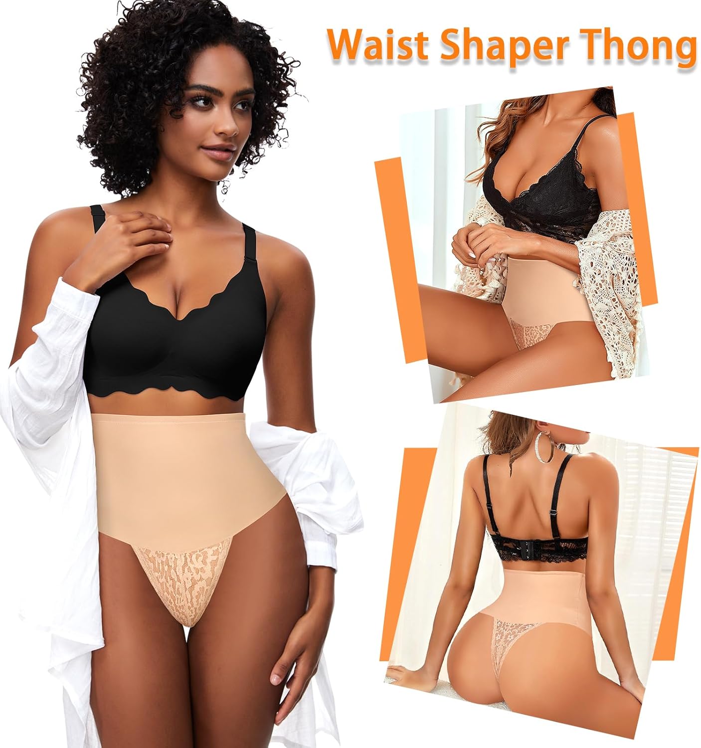 Werena Tummy Control Thong Shapewear for Women Mid High Waisted Body Shaper Underwear Lace Shaping Thong Girdle Panties - Image 6