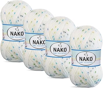 Nako Baby Tweed New,Bayb Knitting Yarn,4Balls Each SkeinBall 3.53 Oz 100g,Scarf, Beret, Booties, Cardigan, You Can Safely Use in Baby Room Textile Knitting Mixed 31508