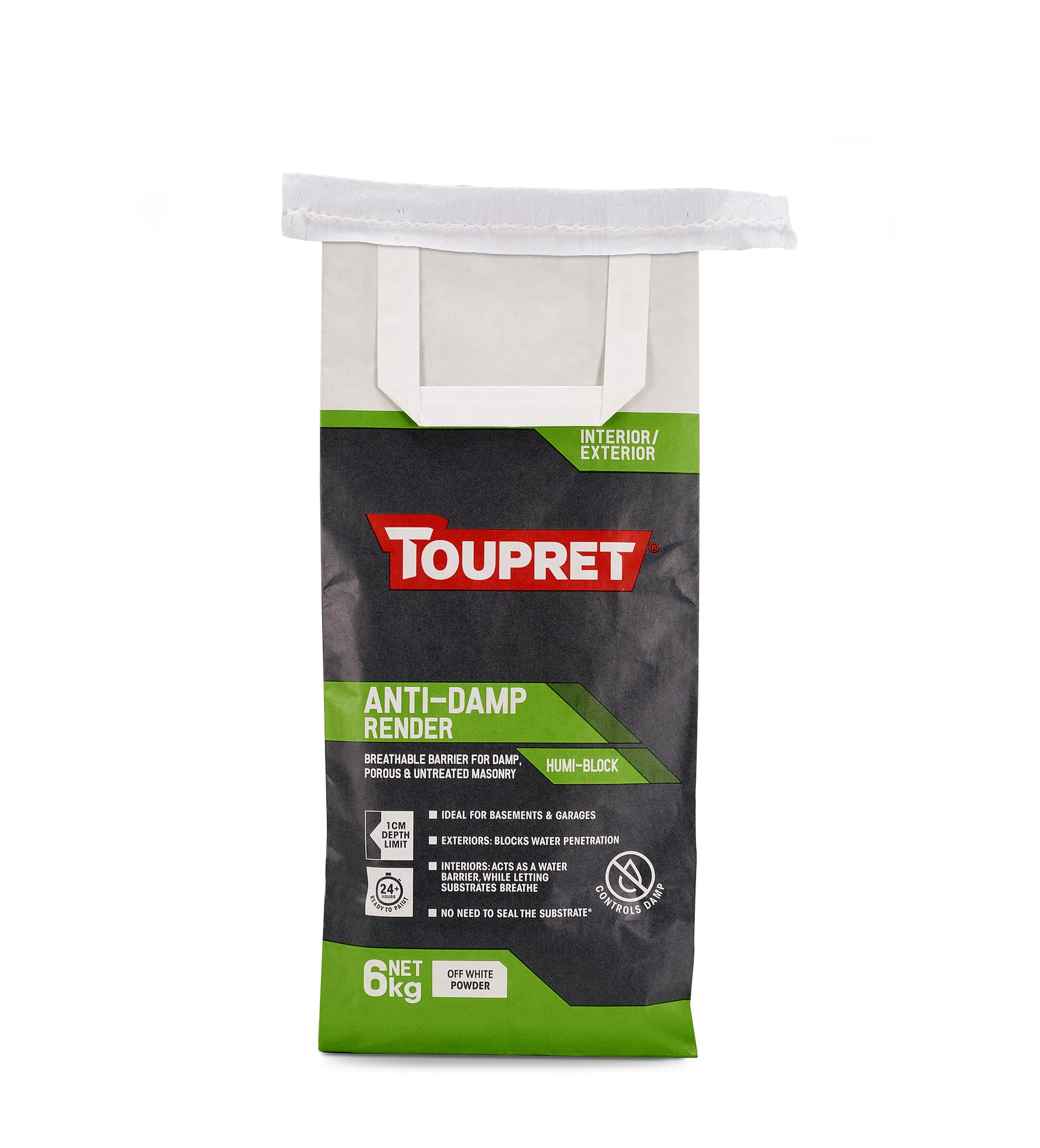 Toupret Anti‑Damp Render - Waterproof Masonry Repair Render - Protects Against Rising Damp & Salt Damage - High‑Bond, Flexible, Paintable Exterior Render - 6kg