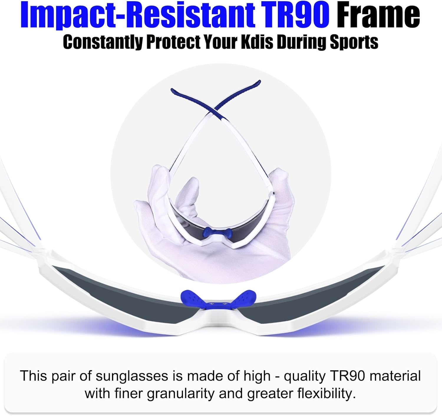 Polarized Kids Sunglasses, Youth Baseball Sunglasses Ultra-Light TR90 Frame UV400 Sports Cycling Glasses for Boys Girls