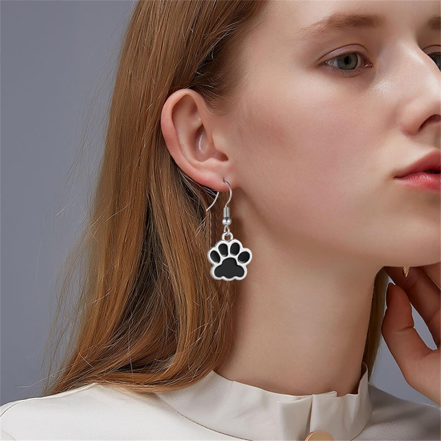 coadipress Stainless Steel Cute Cat Dog Paw Enamel Filled Dangle Drop Earrings for Women Charm Kawaii Lovely Animal Paw Earring For Dog Cat Lovers - Image 6