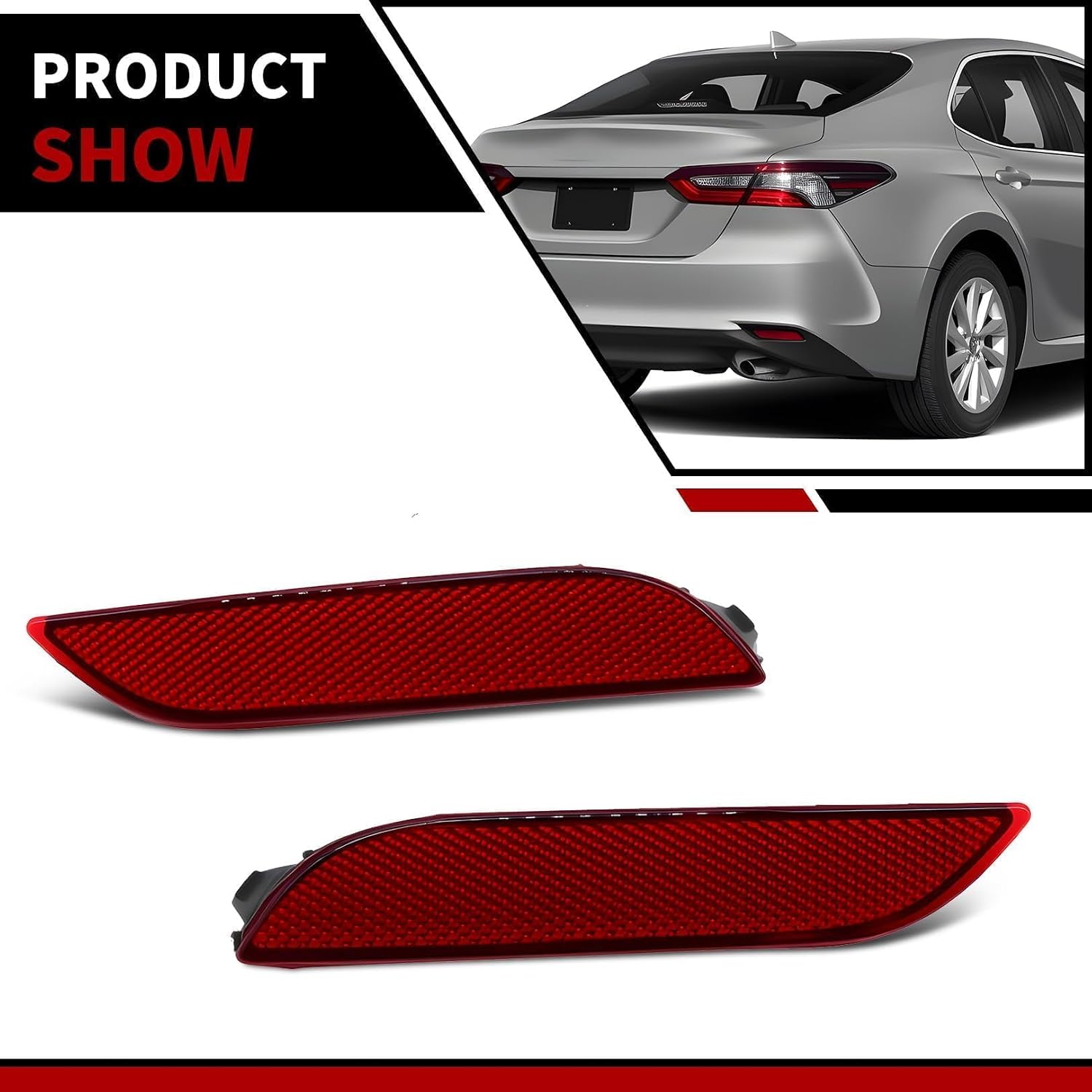 Nakkaa Left and Right Red Rear Bumper Reflector Light Lamp Compatible with Camry 2018-2021 8191006070 8192006060