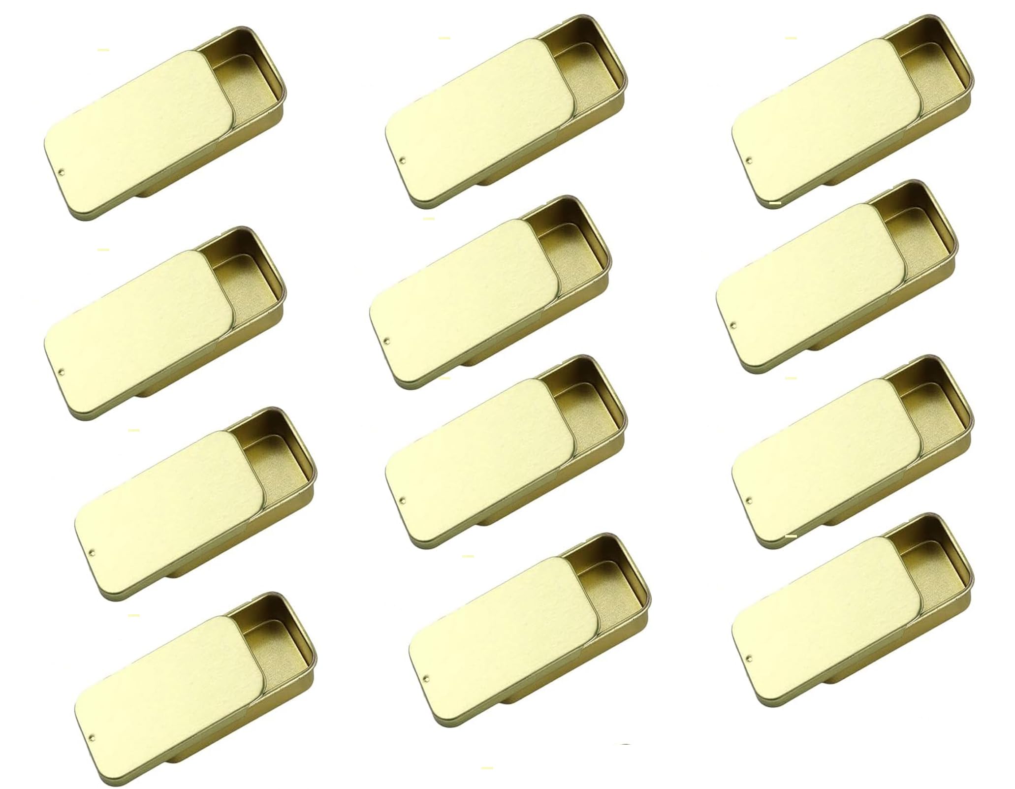 Hunky Dory 12pcs 10gram Gold Aluminium Small Slide Top Tin Lip Balm Rectangular Metal Tins Containers for Solid Perfume Lip Balm, Candies, Jewelry, Crafts Pills, Storage Kit, Cosmetic & Beauty-image-16