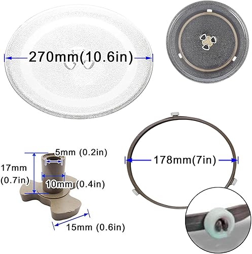 Miniatura 3 de Reemplazo de placa giratoria de vidrio para microondas, diámetro redondo de la placa de vidrio de la microonda 9.646 in, 10.039 in, 10.630 in,