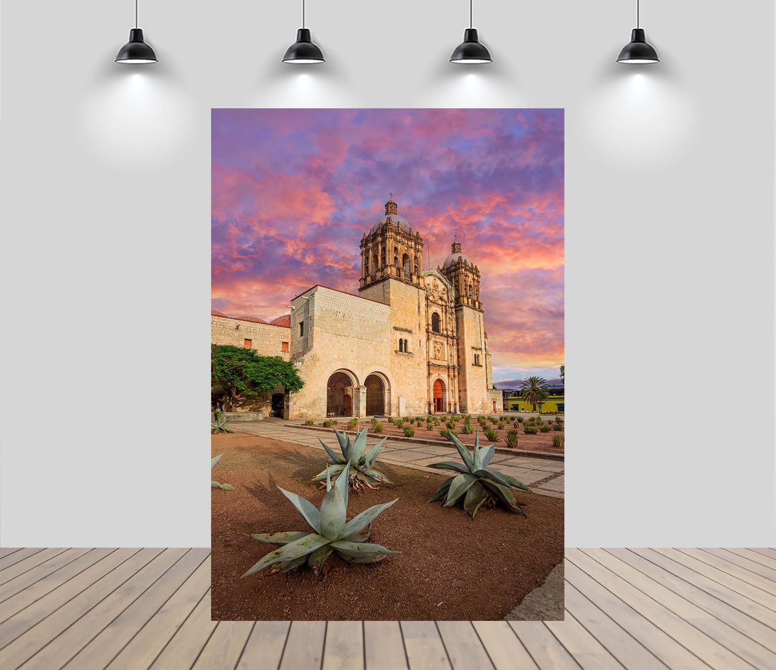 chnywork 5x7ft Mexico Vintage Church Backdrop Mexican Oaxaca Maguey Leaves Retro Historic Building Sunset Background Mexico Travel Birthday Wedding