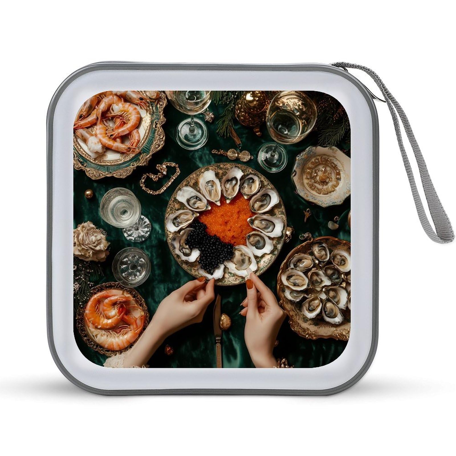 Oysters Seafood Cuisine CD Case Plastic DVD Case Holder Wallet Disc Storage Organizer for Car Travel