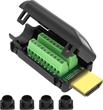 MEIRIYFA HDMI Solderless Adapter HDMI Male Screw Terminal Breakout Board HDMI 20PIN End Repair Kit Connector with Case Accessories
