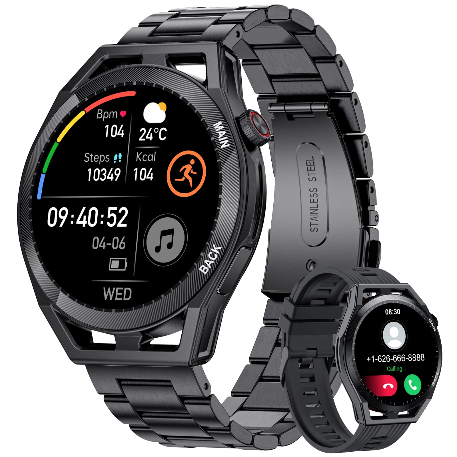 LIGE Reloj Inteligente Hombre, 1.32'' Smartwatch con Llamadas&Asistente Voz, 2 Correas, 20 Modos Deportes, Podómetro, IP67 Reloj Deportivo para Android iOS