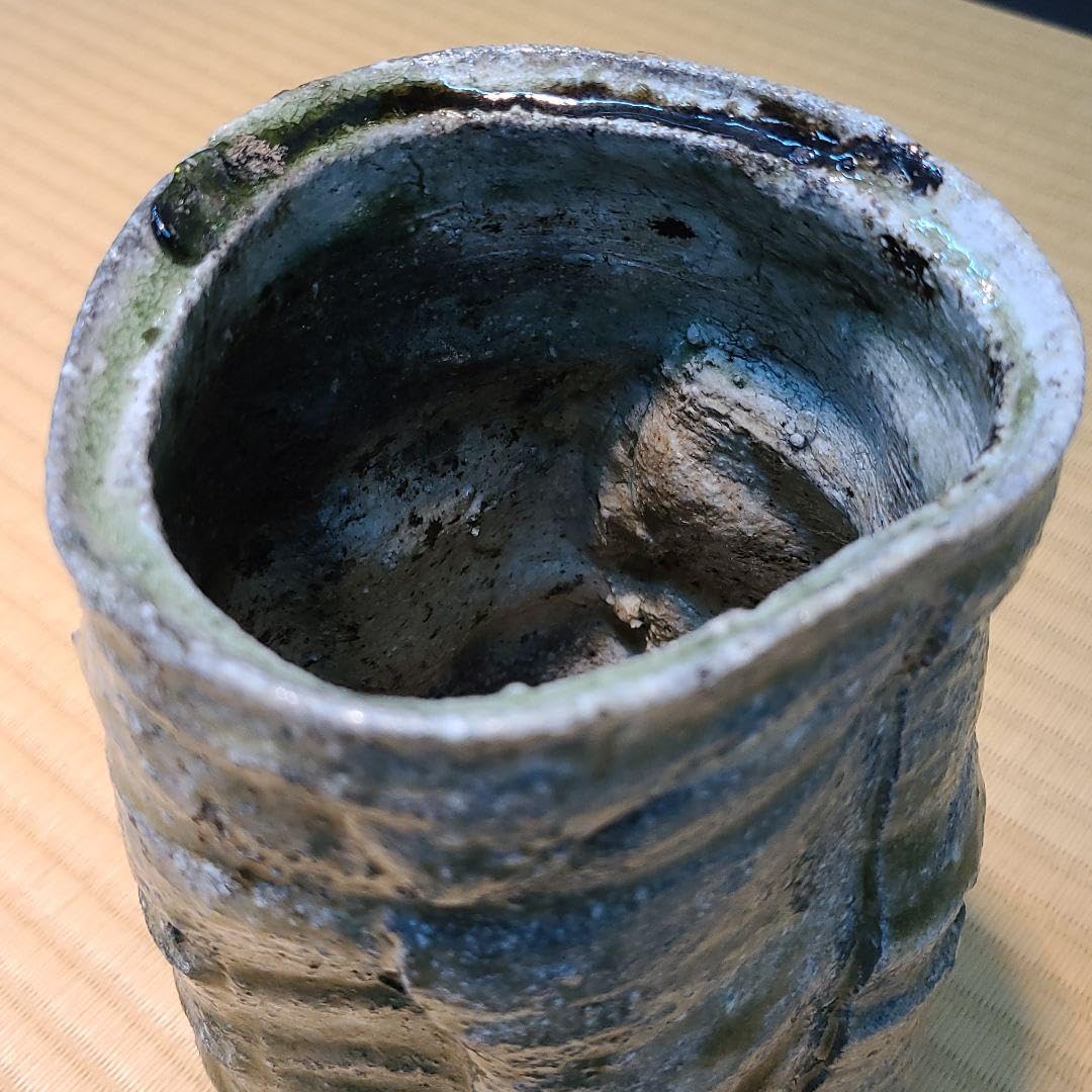 信楽焼 篠原希作 引出筒花入 高さ6.5寸（約19cm）共箱なし 本物保証 信楽焼 篠原希作 引出筒花入 高さ6.5寸（約19cm）共箱