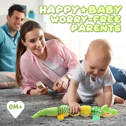 Miniatura 6 de Awotoy Juguetes para bebés de 0 a 12 meses, animales de peluche musicales, juguete suave de actividad con arrugado multisensorial, sonajero y