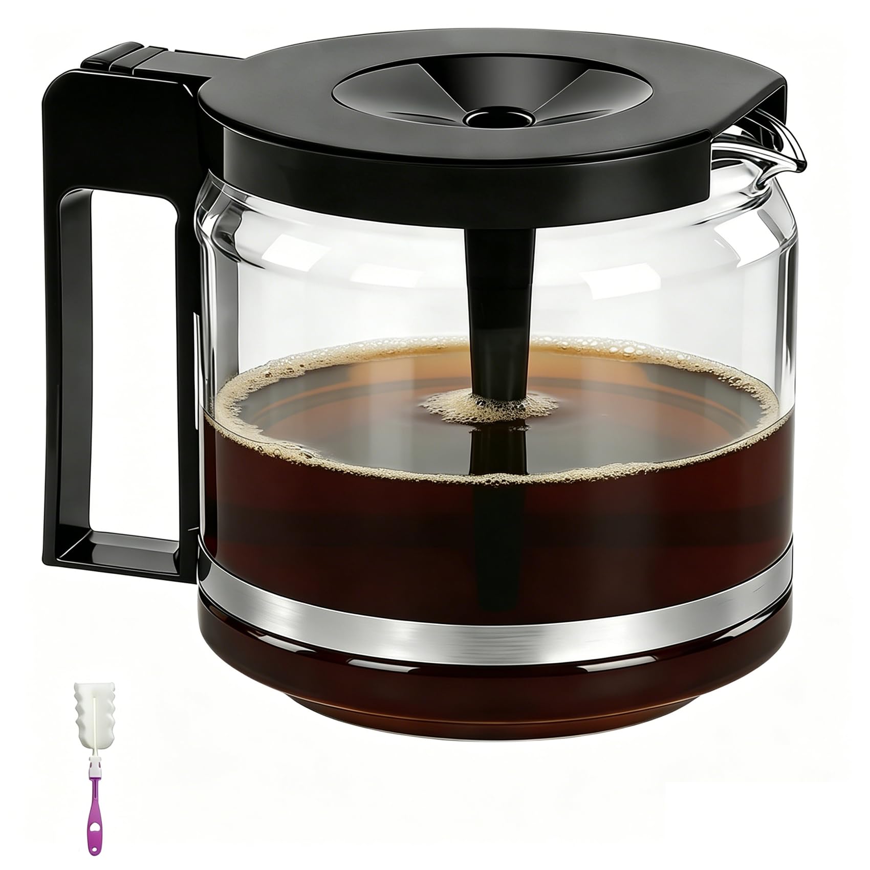 Photo 1 of ???? ??????? Carafe Replacement for Technivorm 89830 1.25L Glass Carafe, 10Cup/40oz Coffee Pot Compatible with Moccamaster KBG/KBGV/CDG Model Brewer, External Metal Ring Reinforcement.
