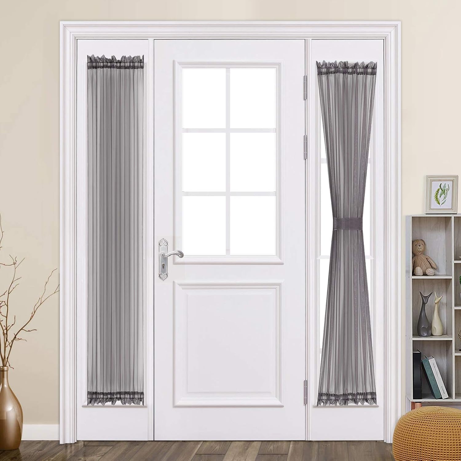 loin nuit sheer layered color tops グレー Amazon.com: MIULEE Dark Grey 25 x 72 Inches Sidelight French Door