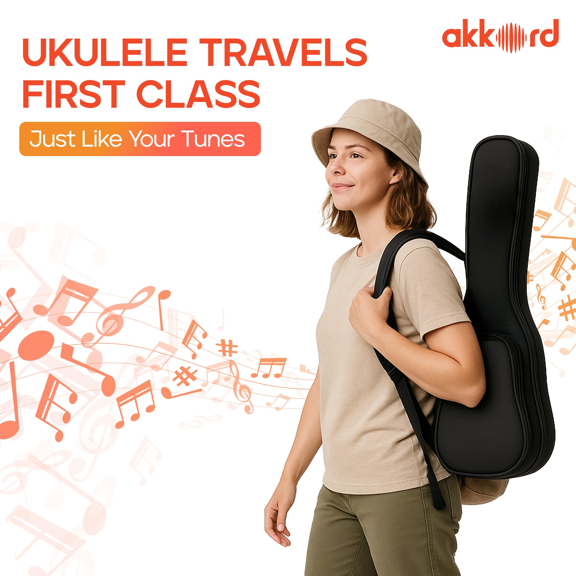 Akkord Mahagony Wood Soprano 21" Ukulele Super Combo- with Gig-Bag, Tuner, Strap, Fluorocarbon String Set and Capo - Image 7 thumbnail