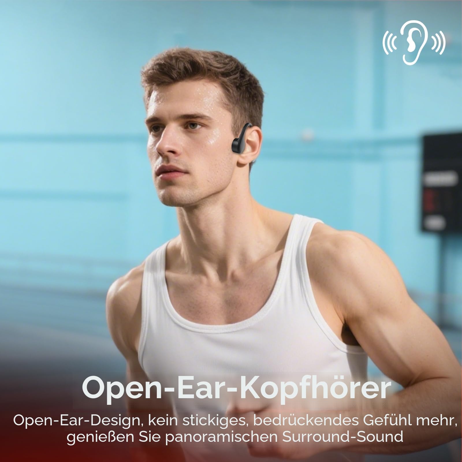 IFECCO Knochenschall Kopfhörer Schwimmen Bluetooth 6.0 - IP68 wasserdichte Open Ear KopfhöRer mit MP3-Player 8GB Speicher,Unterwasser Sport Kopfhörer für Schwimmen Laufen Fahrrad Surfen