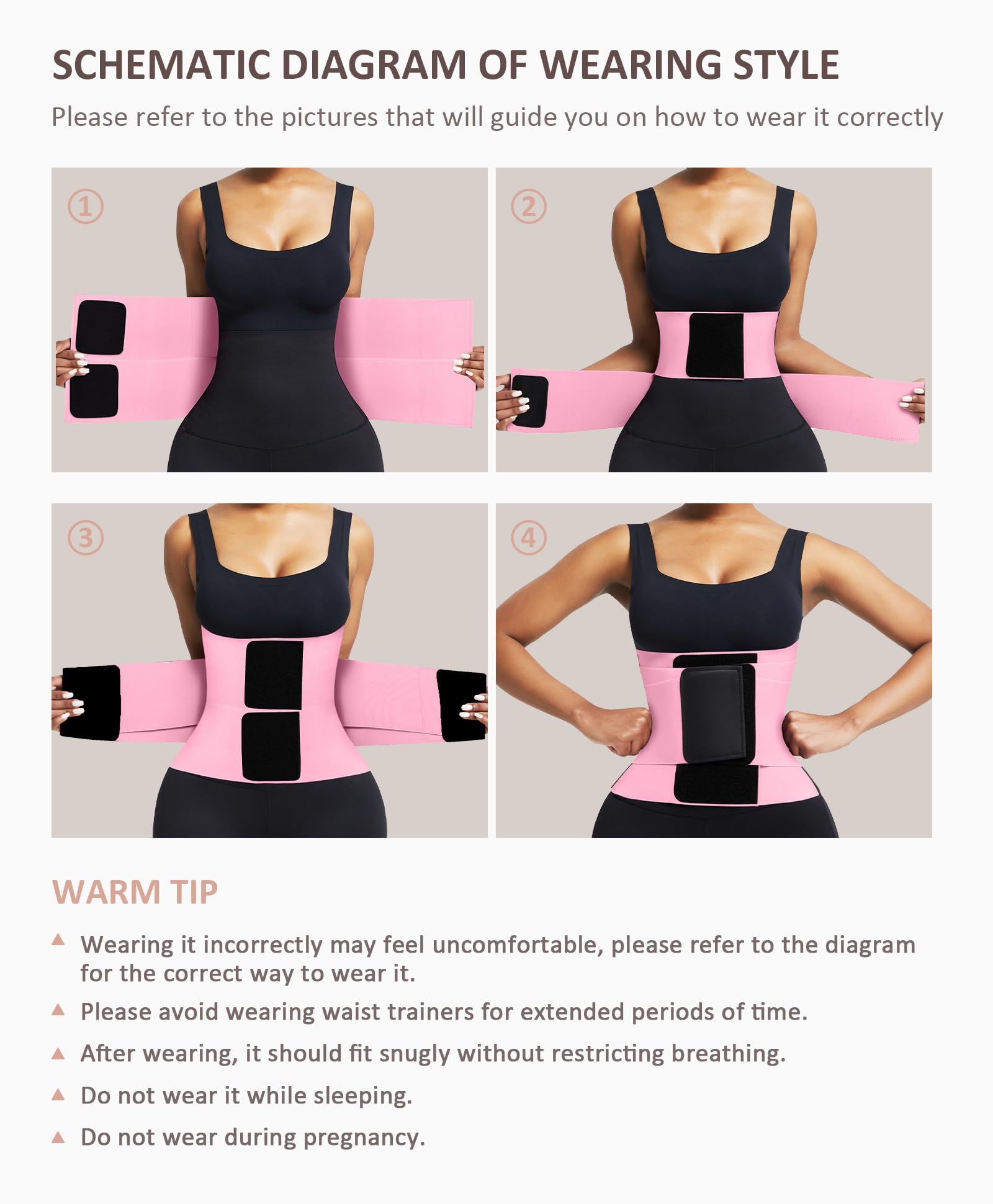 FeelinGirl Waist Trainer Belt Waist Cincher Trimmer Ab Belt Tummy Control Body Shaper with Triple Wrap Women and Men: Pink X-Large