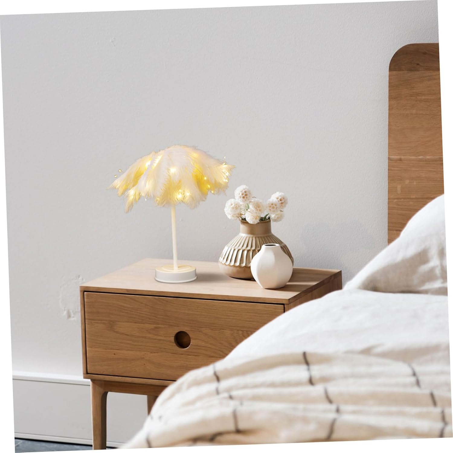 1pc Led Remote-Controlled Wire Table Lamp Elegant Decor for Bedroom Study and Living Room Night Light Warm Glow for