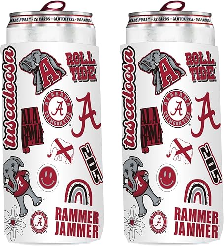 Miniatura 21 de College Team - Enfriadores ultradelgados para latas de cerveza de 12 onzas, paquete de 2 (Texas Tech (Red Raiders) - Cuadros plegables) Alabama Red