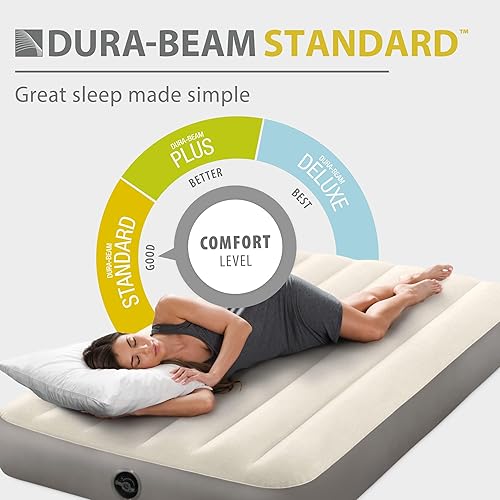 Vista 4 de Intex 64101E Colchón de Aire Dura-Beam Estándar de Altura Simple: Fiber-Tech – Tamaño Twin – Altura de Cama de 10 pulgadas – Capacidad