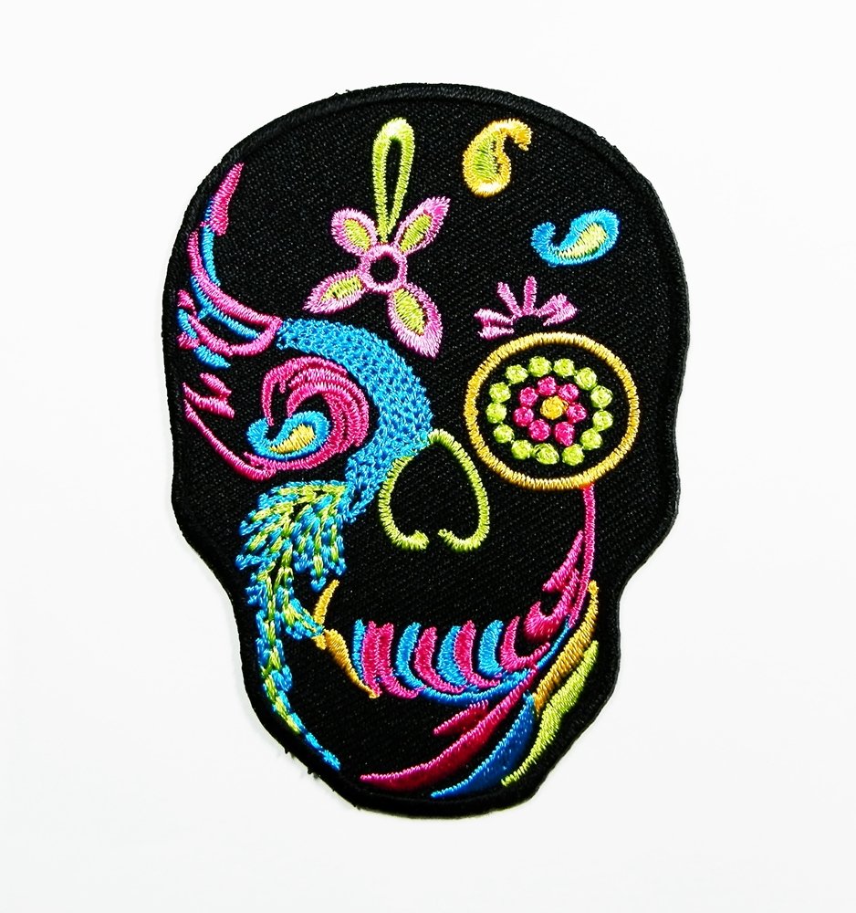 Think PatchCandy Skull Embroidered Iron on Hat Jacket Hoodie Backpack Ideal for Gift/6.5cm(w) X 8.8cm(h)