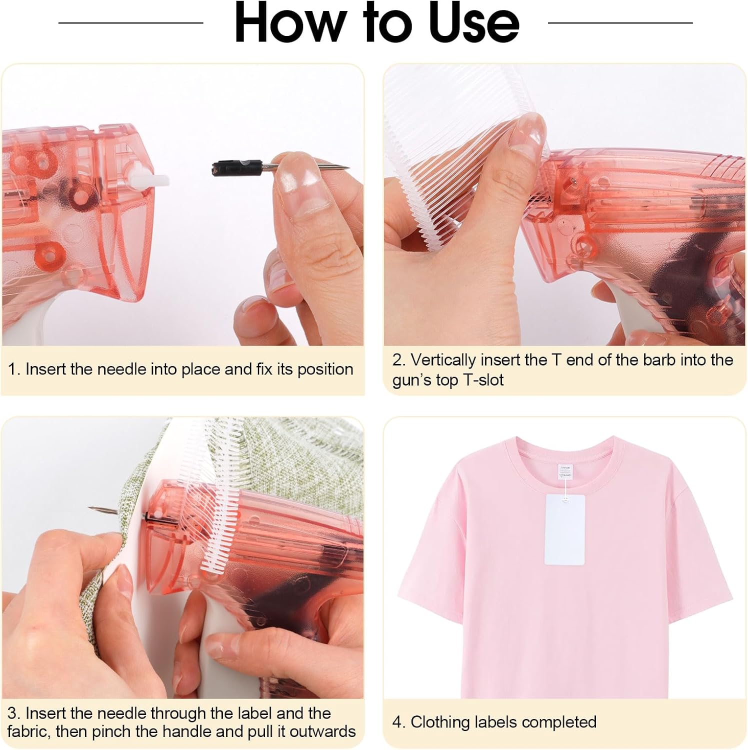 Price Tag Gun for Clothes, Tagging Gun, Clothing Attacher, Clear Pink image 4