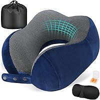 Vista 19 de Almohada de cuello para viajes, almohadas de viaje para aviones, 100% espuma viscoelástica para cuello, almohada de vuelo ajustable, accesorios