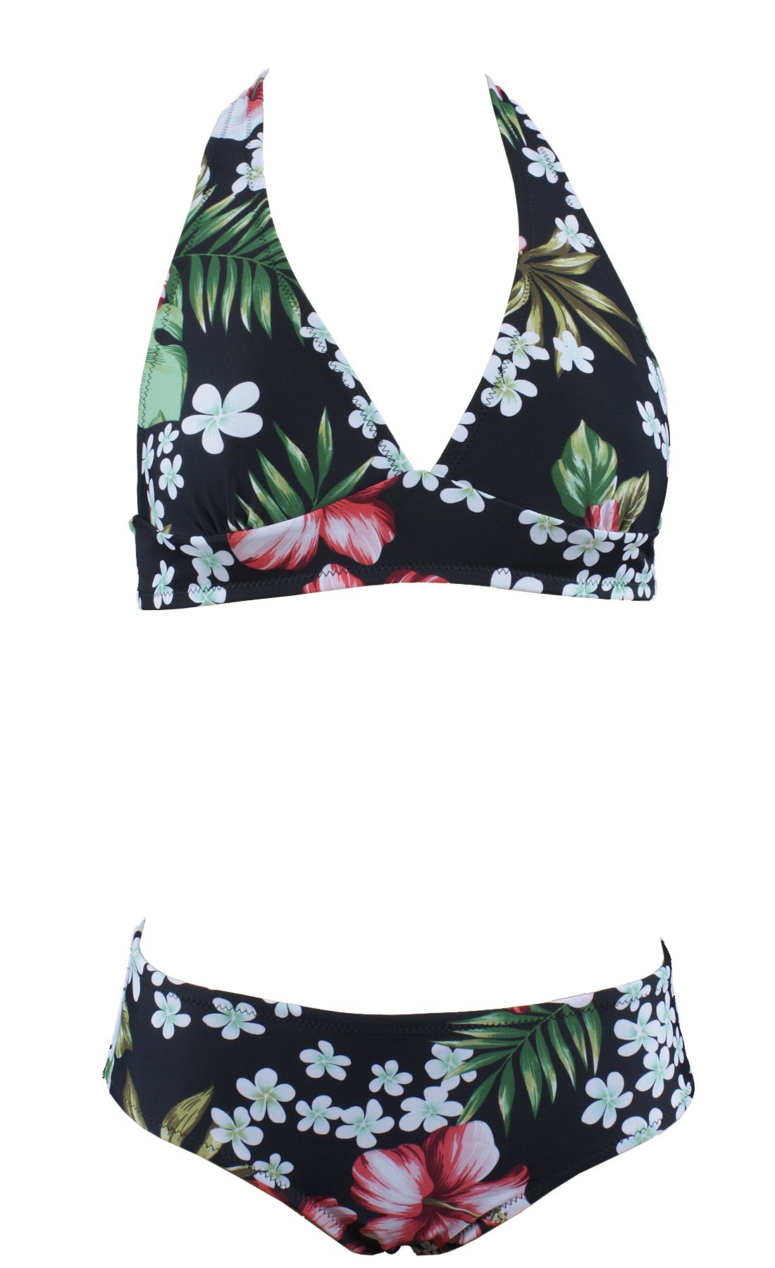 Aloha-Beachwear Tiki Neckholder Bikini da Donna Fiore di Ibisco Retro a7021