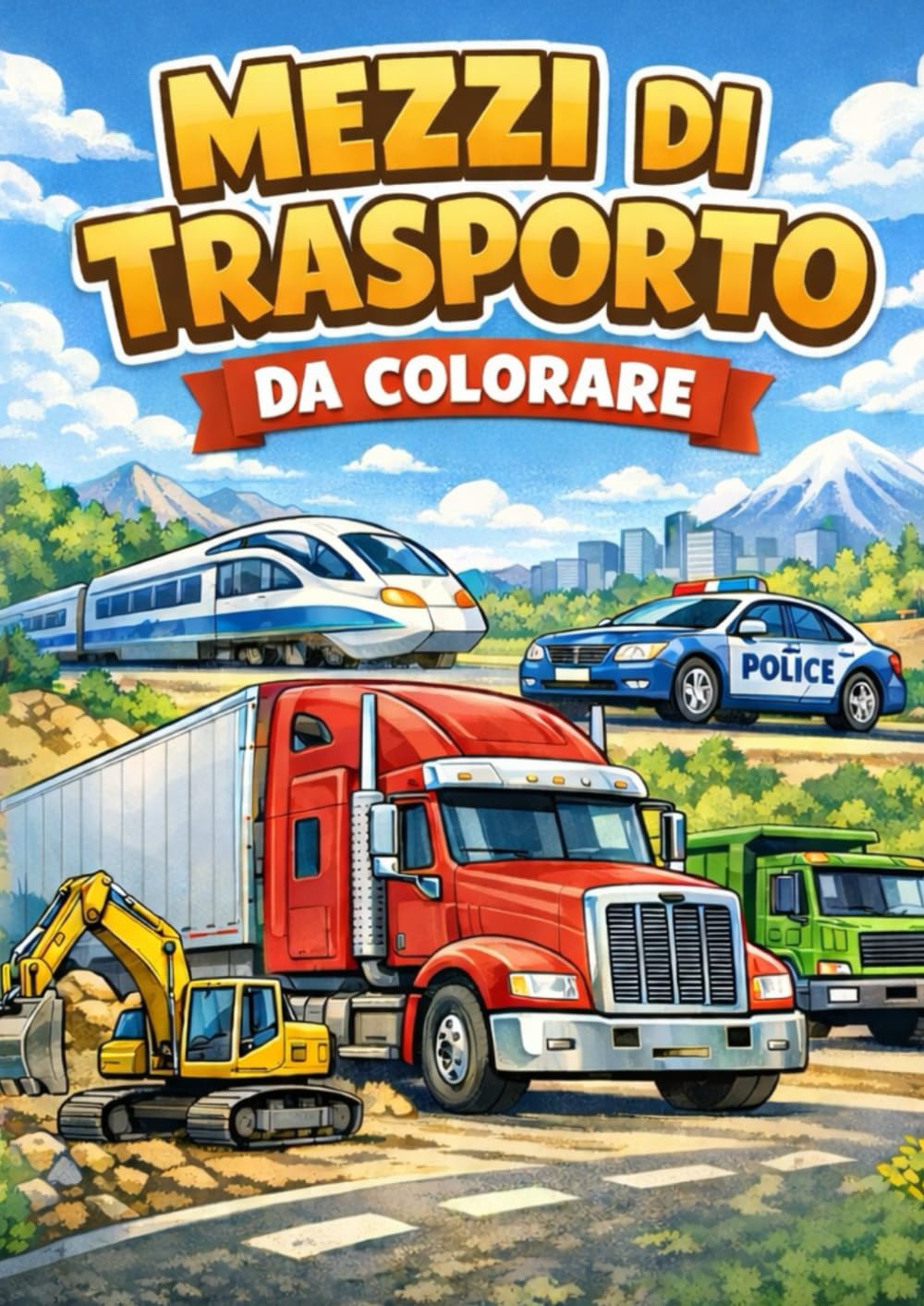 Mezzi di Trasporto da Colorare per Bambini: Libro da Colorare per Bambini con Camion, Treni, Escavatori e Veicoli. Un fantastico libro da colorare con ... realistici per bambini dai 4 agli 8 anni