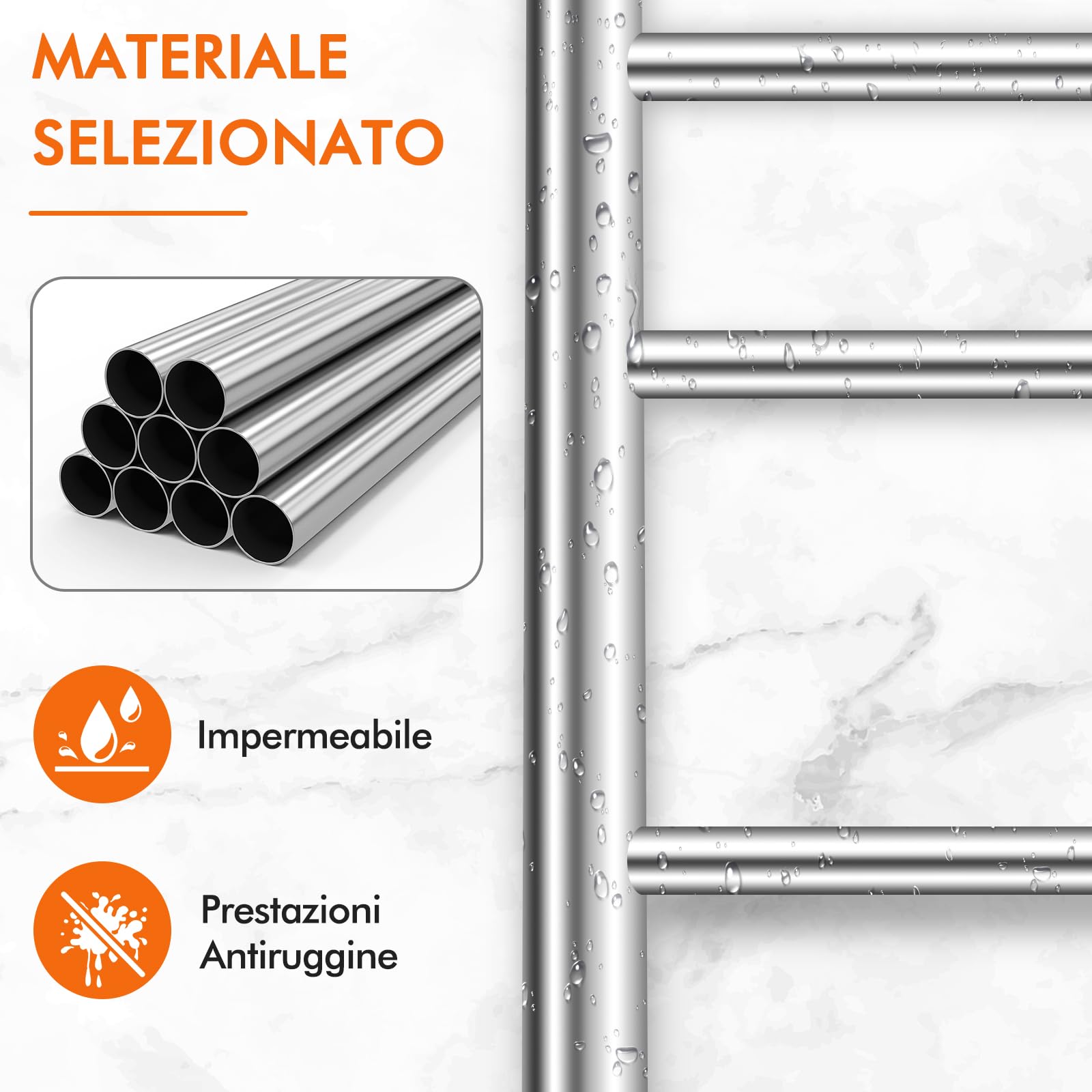 COSTWAY Scaldasalviette Elettrico 120W con 10 Barre e Timer e Display LCD | Portasciugamani Elettrico Riscaldato Impermeabile in Acciaio Inox, Argento