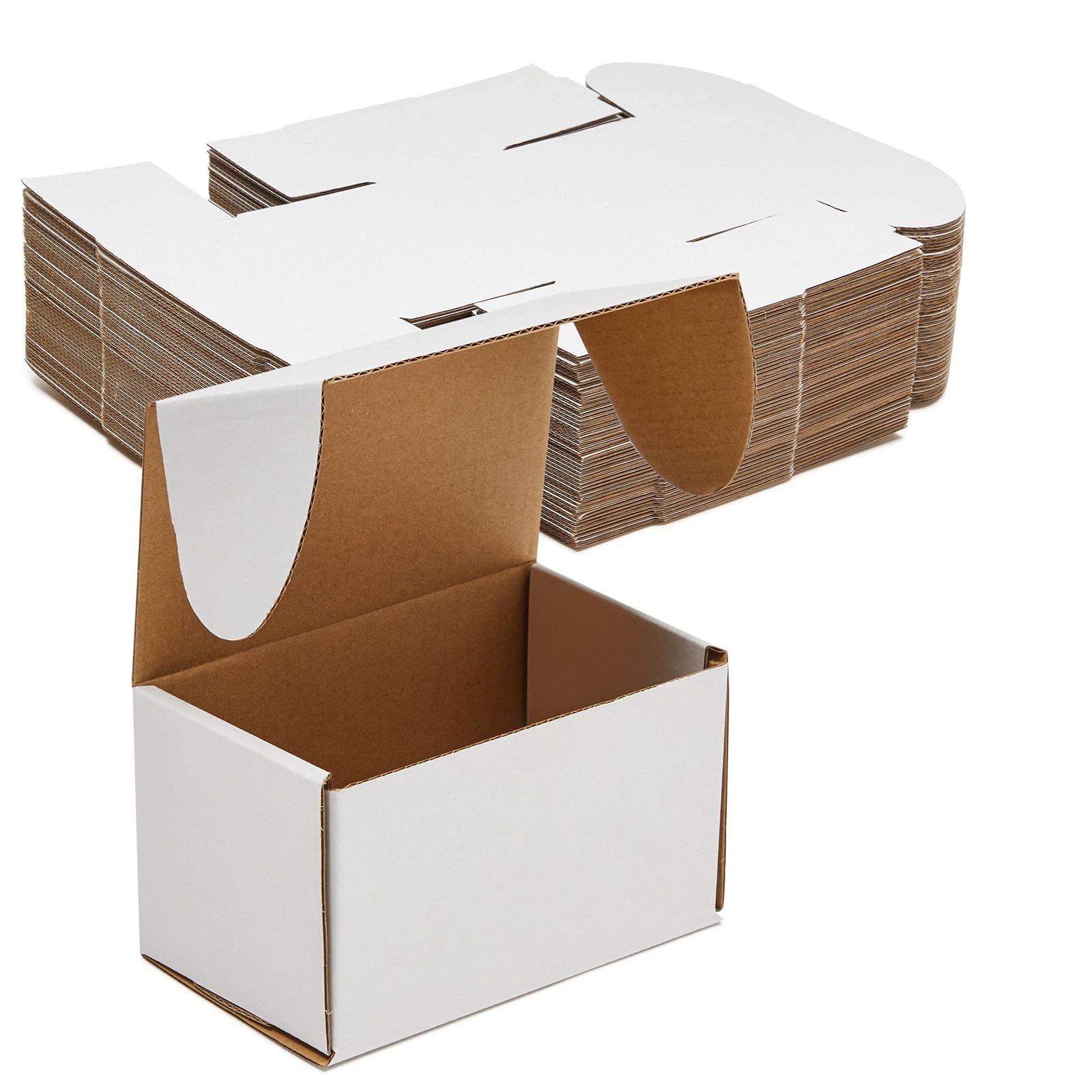 Stockroom Plus White Corrugated Mailer Boxes, Packaging Boxes for Small Business, Easy Assembly with Folding Lids, Subscription Boxes, Retail, and Ecommerce Shipping Supplies, 5 x 3 x 3" - Set of 50