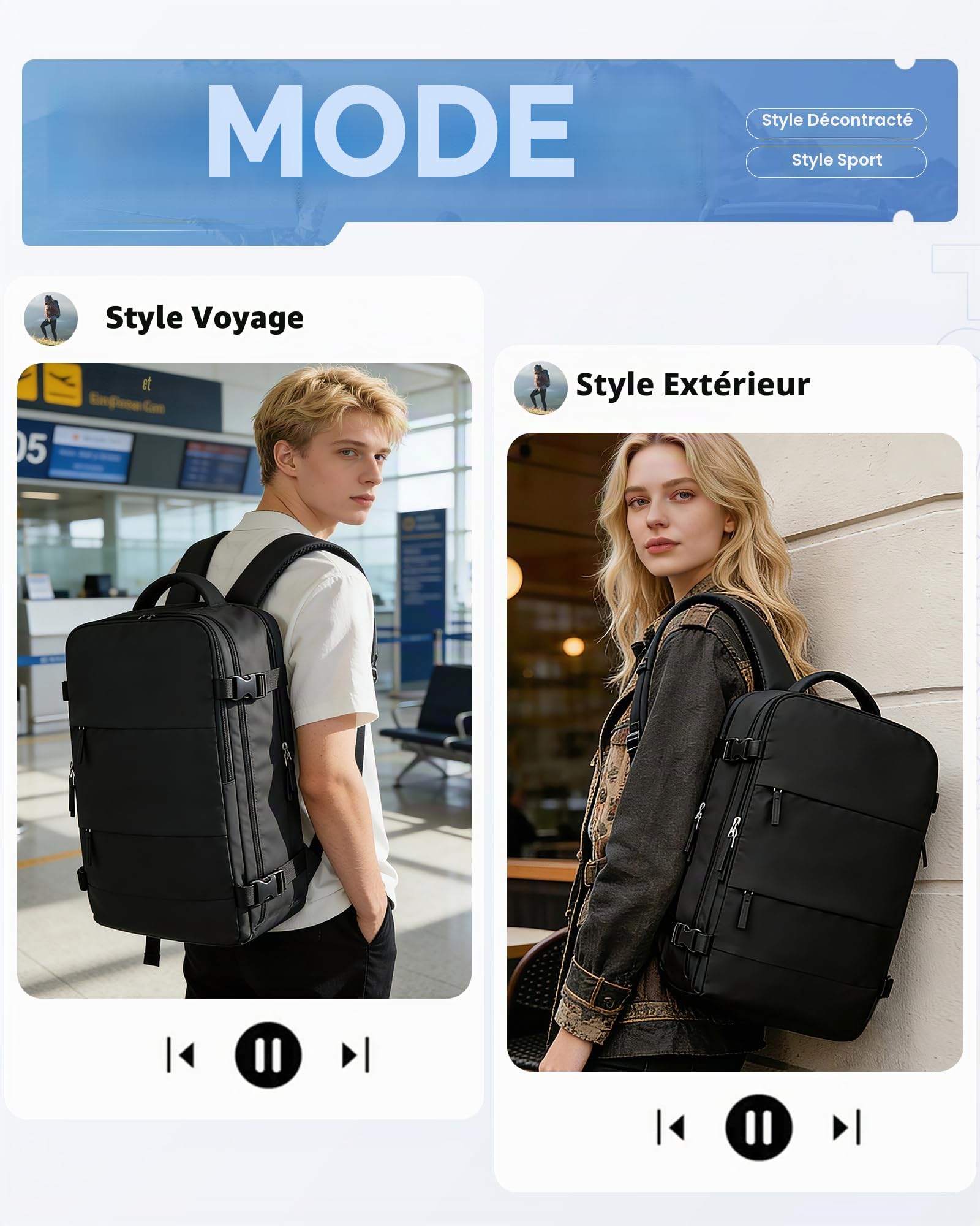 Sac à Dos Sous Vide Pour Femme,Sac à Dos Voyage cabine avion sous vide,Bagages Cabine Easyjet 45x36x20 pour Homme,Multifonction sac voyage sous vide étanche Avec Pompe,Ordinateur portable