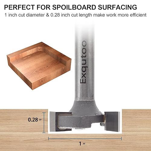 Miniatura 3 de Exqutoo - Brocas de ruteador de superficie con mango de 1.0 in de diámetro de corte en forma de T, para fresado de madera