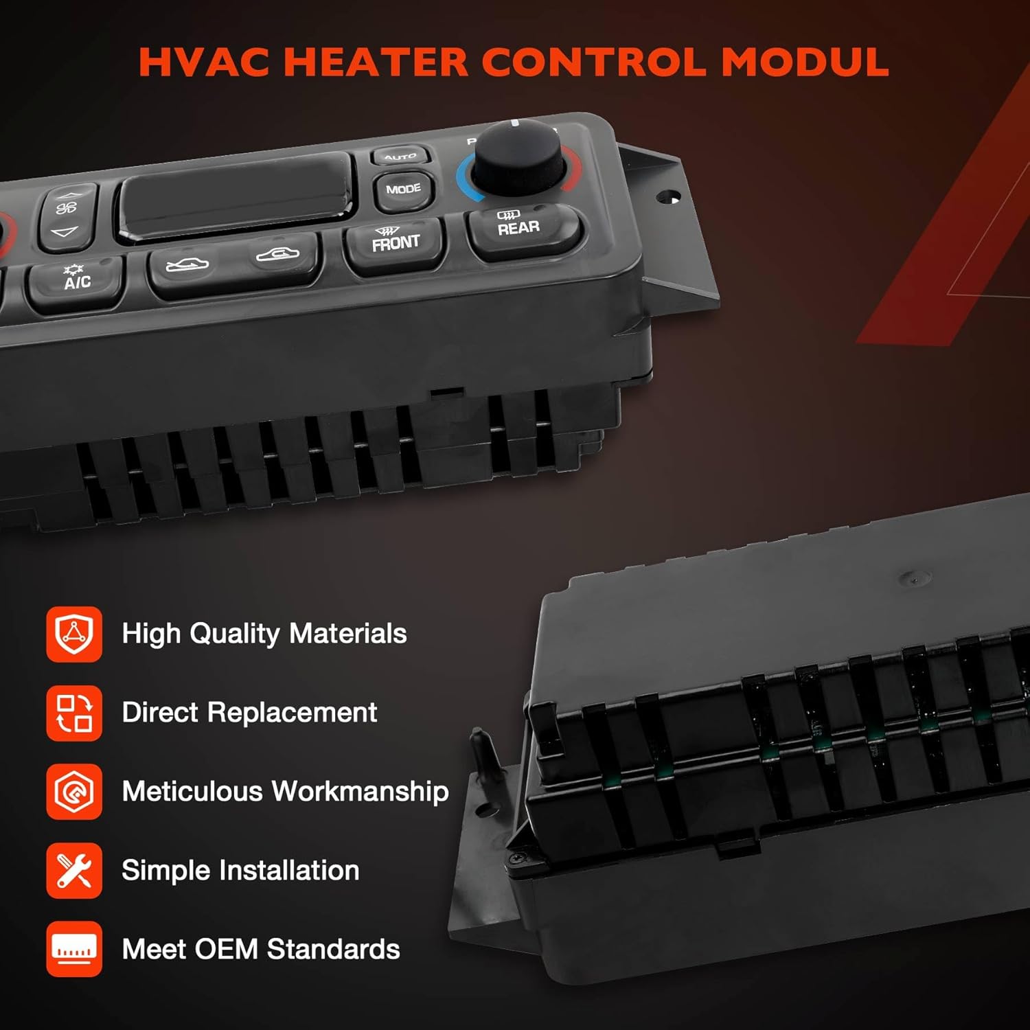 09352181 Front HVAC Climate Heater Control Unit Module A/C Air Conditioning Panel Compatible with 1997-2004 C5 Corvette 5.7L | Replaces# 16256018, 16254311, 1626603, 10345293, 09380441
