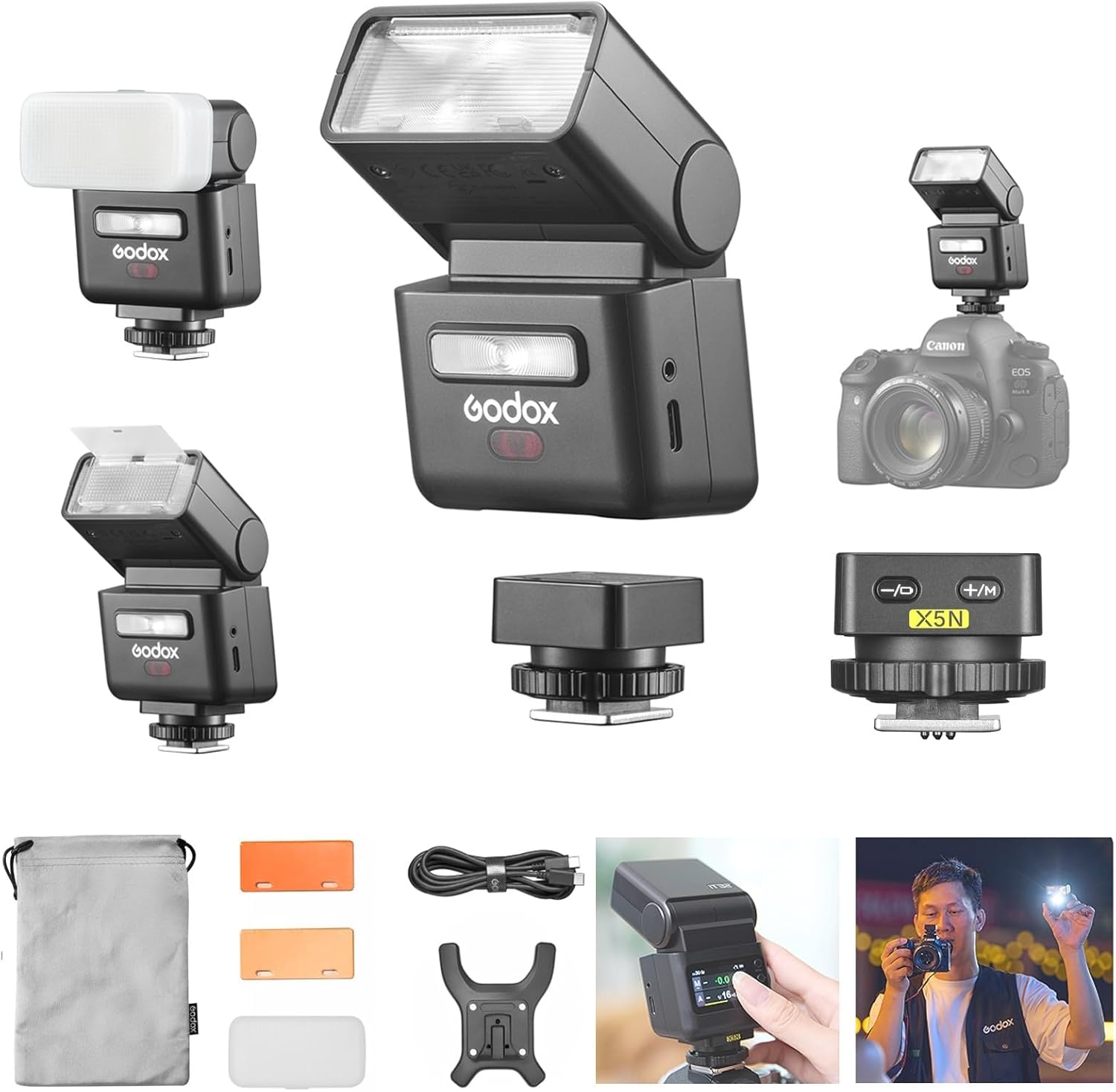Godox IT32 TTL Flash+X5N X5-N for Nikon Cameras, Tochscreen Speedlight, 2.4G Wireless, GN18, HSS, Recycle Time 1.5s, Magnetic Interface, LED Modeling Lamp, on/Off Camera Flash for Wedding, Portrait