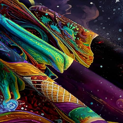 Miniatura 6 de Sanzugh Divertido tapiz de hongos y rana espacial para hombres y niños, genial universo trippy, planeta y océano, tapices artísticos para colgar en