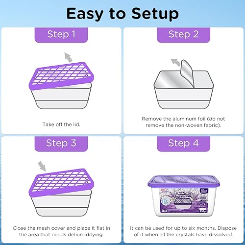 Miniatura 11 de W&E Choice Absorbentes de humedad con aroma a lavanda, deshumidificador portátil para armarios y baños, cocina, absorbente de humedad, eliminador de