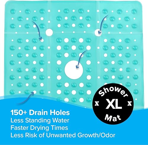 Miniatura 14 de SlipX Solutions Paquete de estuches – Tapete de ducha cuadrado, extra grande de 27 x 27 pulgadas, tapete antideslizante para ancianos y niños