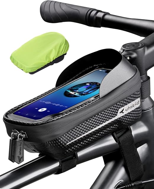 whale fall Waterproof Bike Frame Bag Bike Phone Bag Bicycle Cell Phone Holder for GPS - Bicycle Bag Frame Hard Eva Navi Pressure-Resistant Handlebar Bag TPU Touch-Screen with Sun-Visor and Rain Cover
