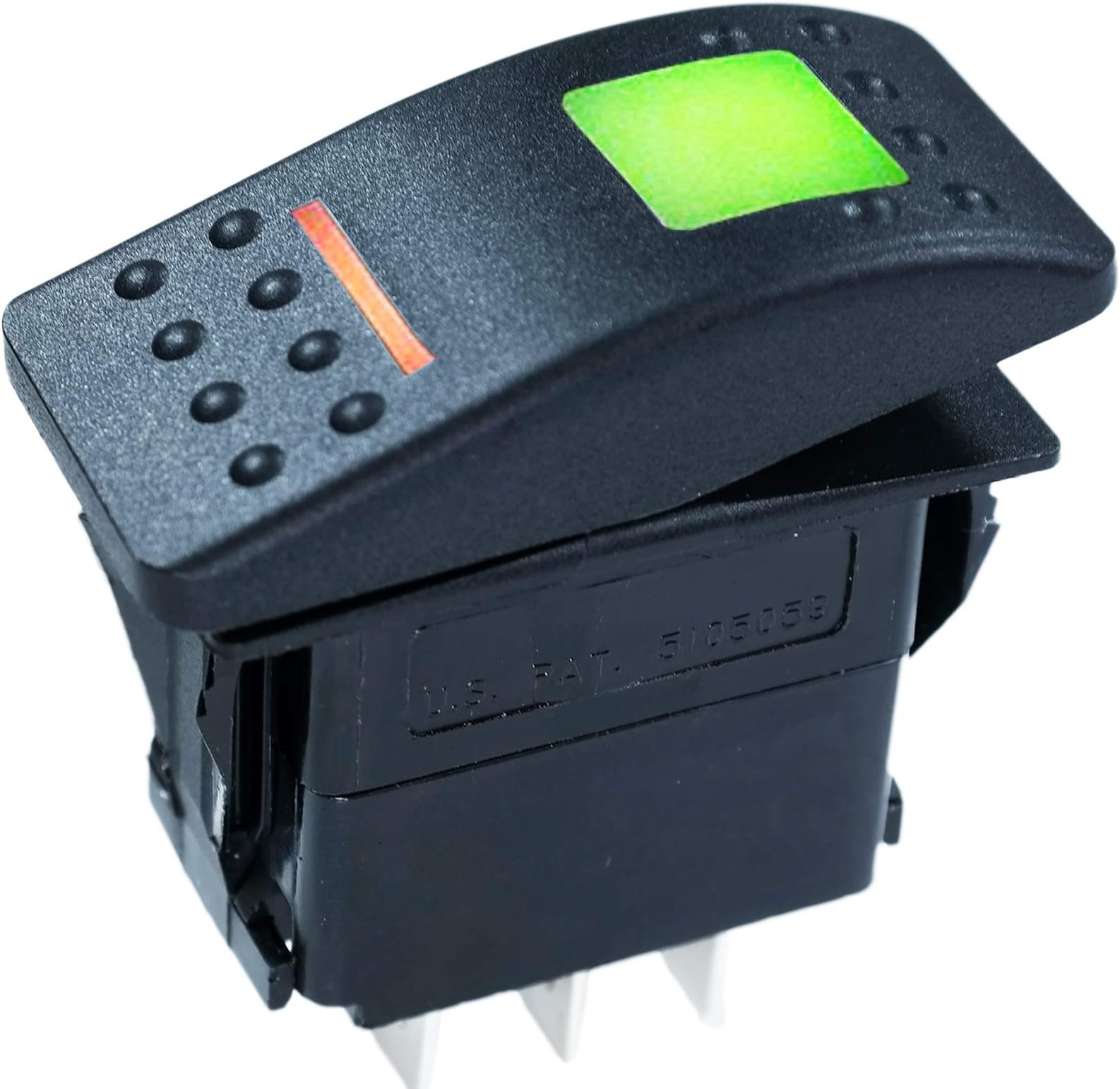 Carling Technologies Sealed Rocker Switch Single Pole SPST 4 Connections Amber/Green Lighted w/Rocker Actuator White Lens