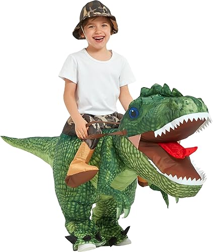Miniatura 4 de One Casa - Disfraz inflable de dinosaurio para montar en T-Rex divertido disfraz de Halloween para niños