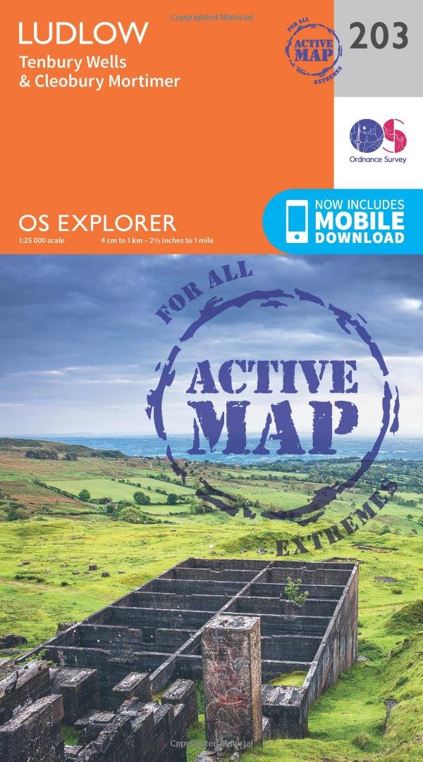 Ludlow Map | Weatherproof | Tenbury Wells & Cleobury Mortimer | Ordnance Survey | OS Explorer Active Map 203 | England | Walks | Hiking | Maps | Adventure