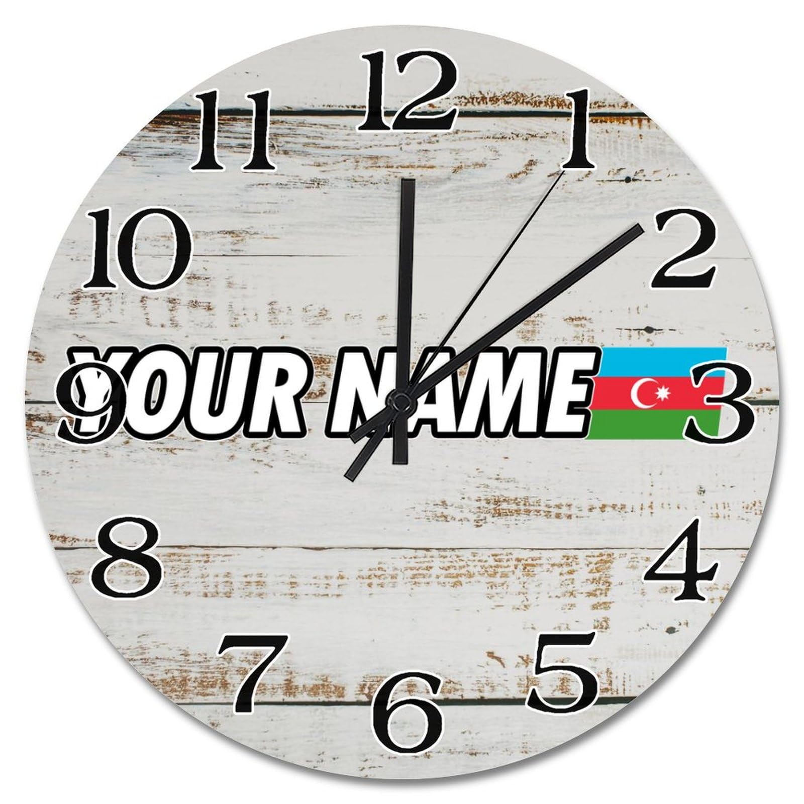 Horloge murale Azerbaïdjan en bois de 38 cm rustique et silencieuse pour salon