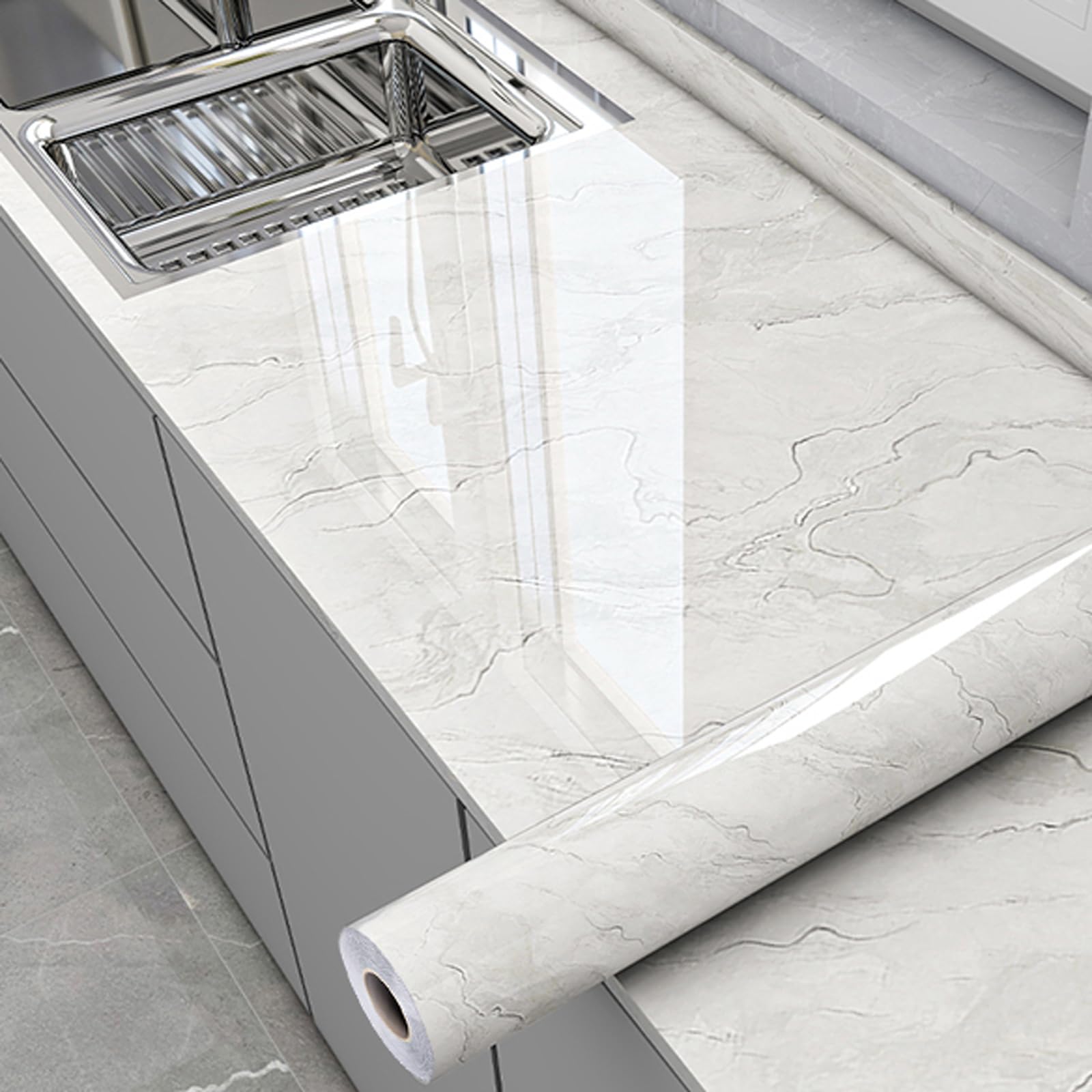 Foelanne Style E Back Self Adhesive Wallpaper, Marble Contact Paper, Kitchen Counter Marble Wallpaper Multicolor Multiple Sizes(,80Cm*300Cm)