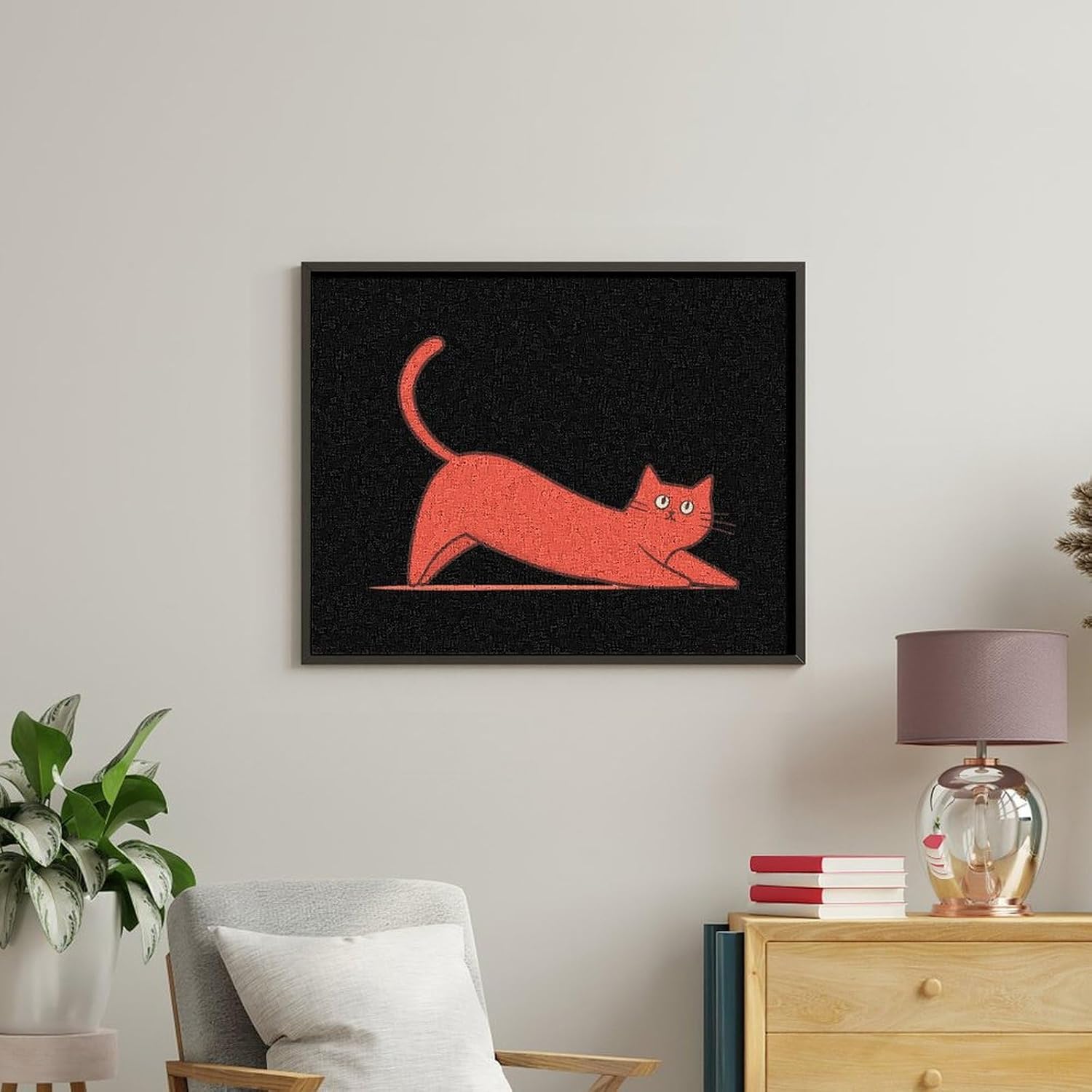 Yoga Stretching Cat Paint by Numbers for Adults DIY Oil Painting Kit Digital Paintings on Cotton Abstract Artwork 22x18 Inch