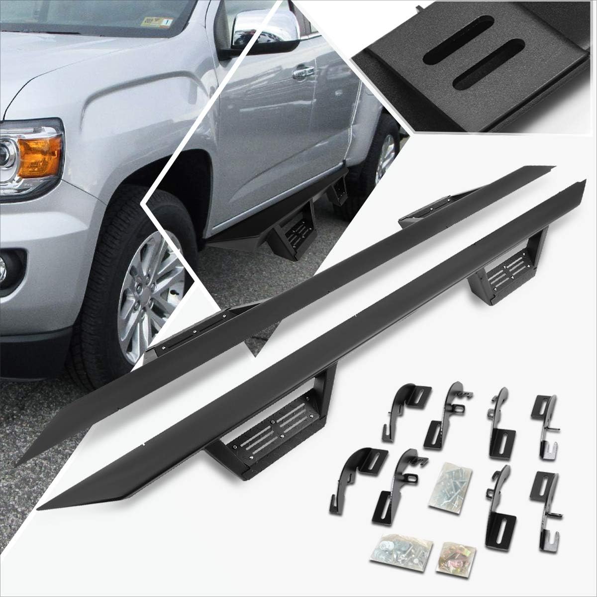 (2Pcs) 3 Inch Black Aluminum Nerf Step Bars Side Steps with Down Step Pad Compatible with 15-24 Chevy Colorado GMC Canyon Extended Cab