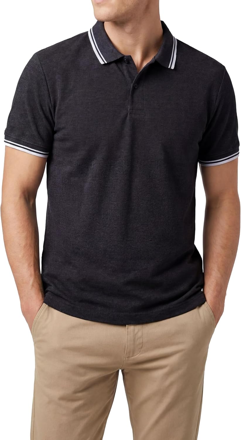 Andrew Scott Men's Cotton Pique Polo Shirt | Regular-Fit Short Sleeve Classic Polo | Multi Packs & Colors